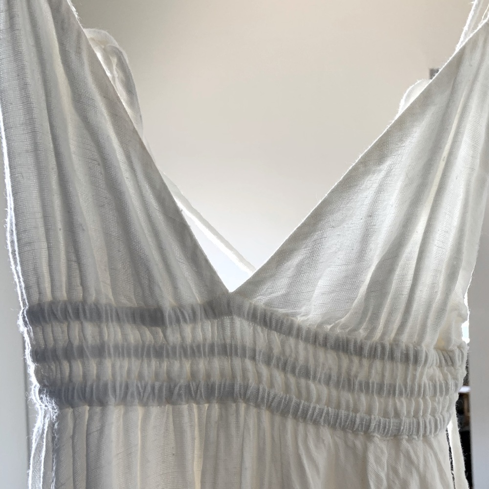 Free People White Hippie Dress, beach linen cotton
